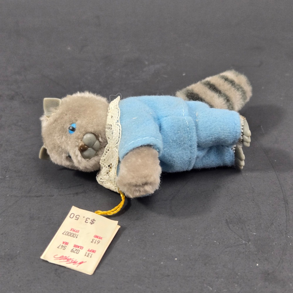 Vintage 1986 Eden Toys Beatrix Potter Tom Kitten Flocked Plush Figurine With Tag